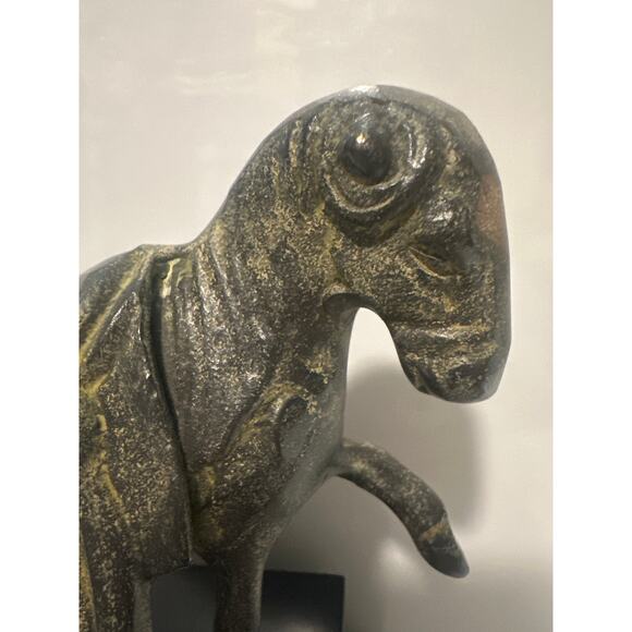 Bronze Horse bookend Statue Art Piece San Francisco Bay Trading Patina Wood Base - Picture 4 of 14